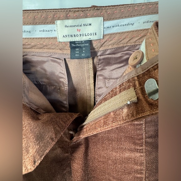 Anthropologie Essential Slim Copper Velvet Pant- Size 0 - Picture 4 of 6